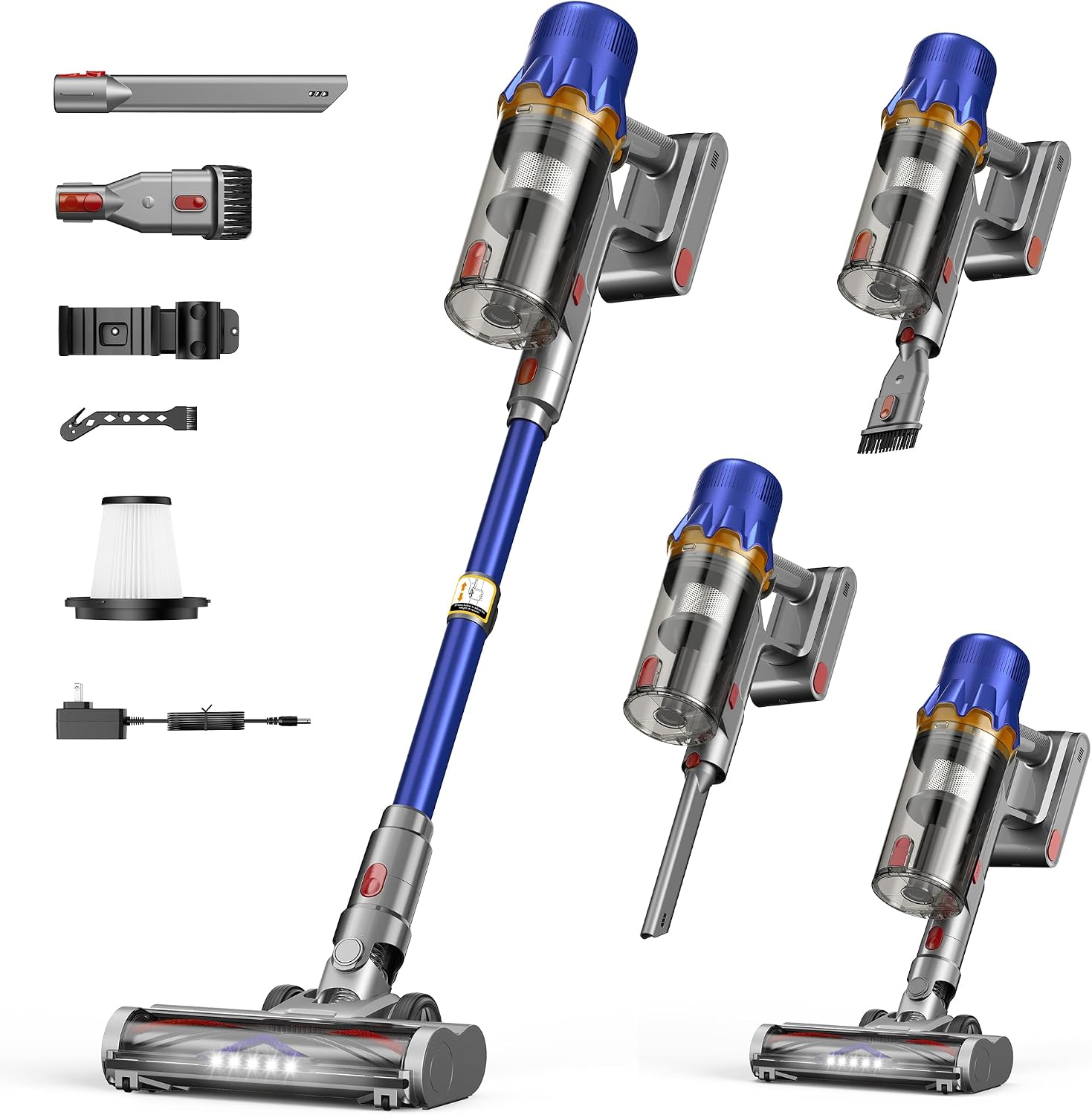 Cordless Vacuum Cleaner for Home - Powerful Stick Vacuum with HEPA Filter, 55-Min Runtime, LED Light, Anti-Tangle Brush, Detachable Battery,Lightweight Vacuum for Pet Hair,Carpets & Hard Floors
