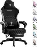 Dowinx Fabric Gaming Chair, Ergonomic Computer Chair with Footrest and Pocket Spring Cushion, Height Adjustable Video Gamer Chair with Lumbar Support for Adults, Black