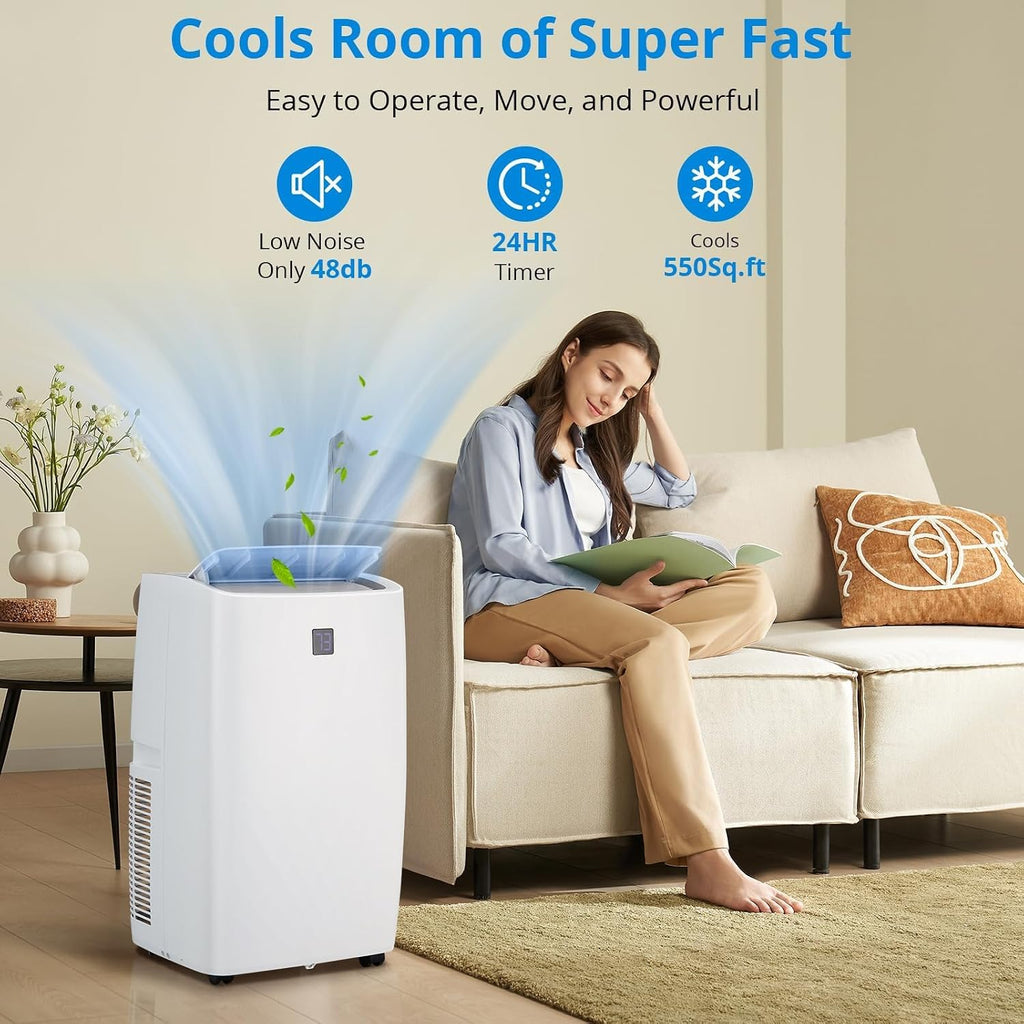 GarveeHome 12000 BTU Portable Air Conditioner with Remote, 3-in-1 AC Unit for Cooling, Fan & Dehumidifier, Energy Efficient Portable Air Conditioners for Bedroom
