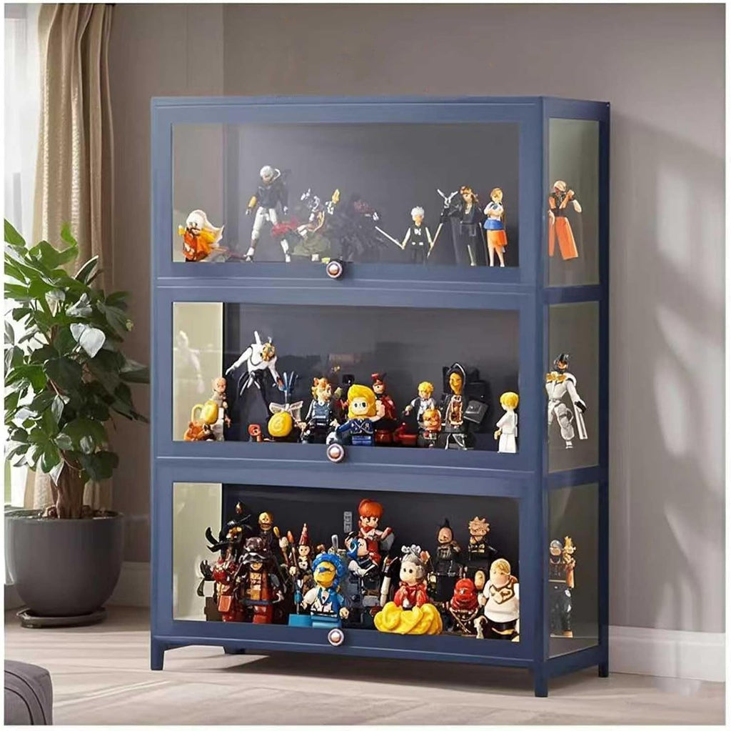 Display Cabinet Curio Cabinet with Acrylic Doors, Figures and Curio Collection Display Case, Floor Standing Clear Showcase for Living Room Bedroom,Gray,L31.5xW12.6xH41.7in