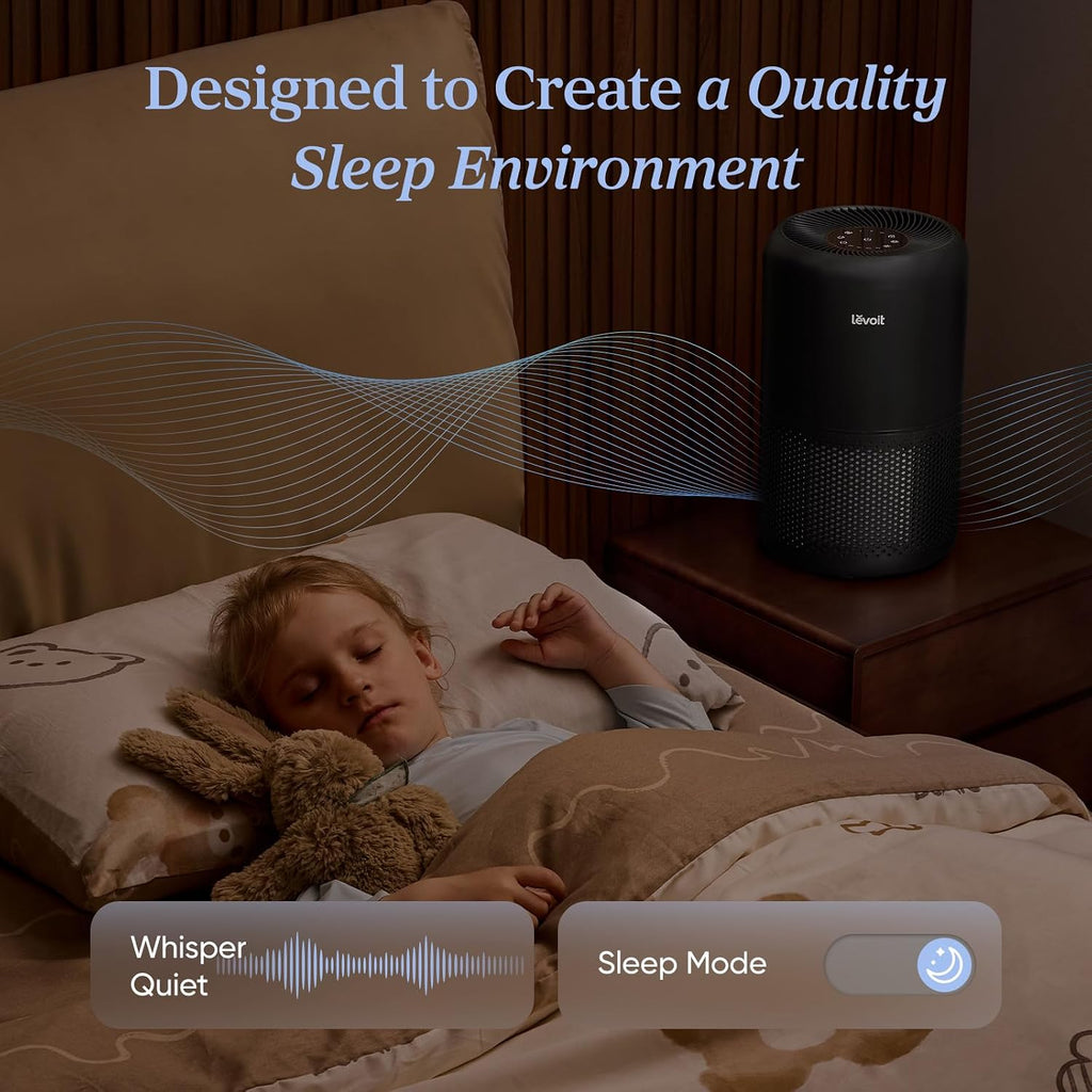 LEVOIT Air Purifier for Home Allergies Pet Hair in Bedroom, Covers Up to 1073 ft² by 56W High Torque Motor, AHAM VERIFIDE, 3-in-1 Filter with HEPA Sleep Mode, Remove Dust Smoke Odor, Core300-P, Black