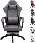 Dowinx Gaming Chair Breathable PU Leather Gamer Chair with Footrest Massage Lumbar Support, Big and Tall Ergonomic Reclining Computer Chair with Pocket Spring Cushion for Adults Teens (Grey)