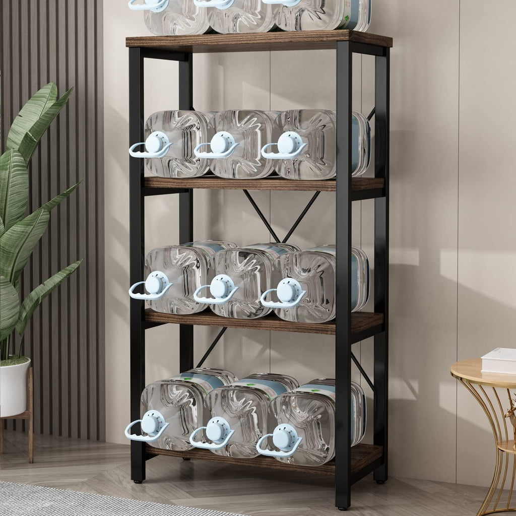 AY-AOYUAN 4 Tier Bookshelf, Solid Wood Bookcase Shelf Storage Organizer, Vintage Storage Rack with Open Shelves Rustic Standing Bookshelves for Living Room,Bedroom Rustic Brown(AY01-4tier)