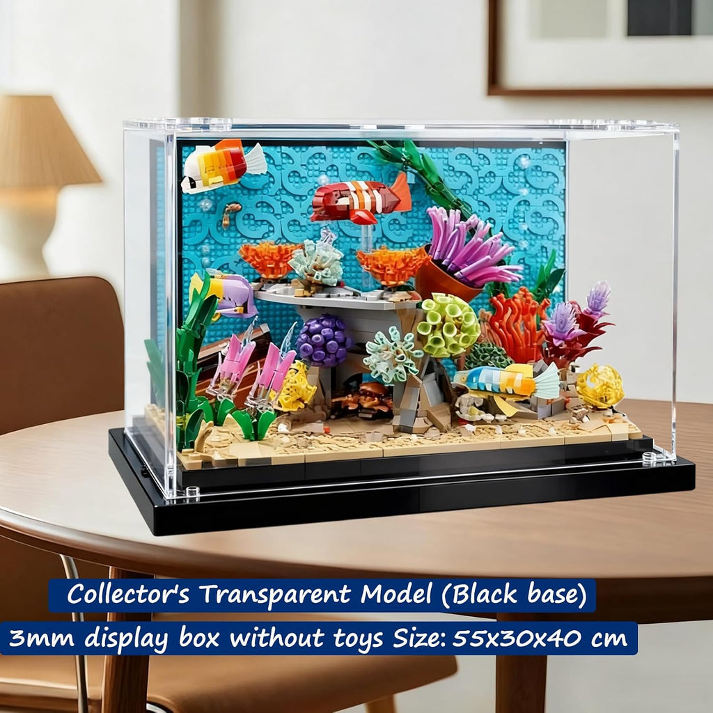 Acrylic Display case for Lego 10366 Tropical Aquarium Fish Tank Set - dustproof with uv Protection,Custom Fit for Lego 10366 Model - Collector's Edition(Model not Included) (Transparent + 3mm)