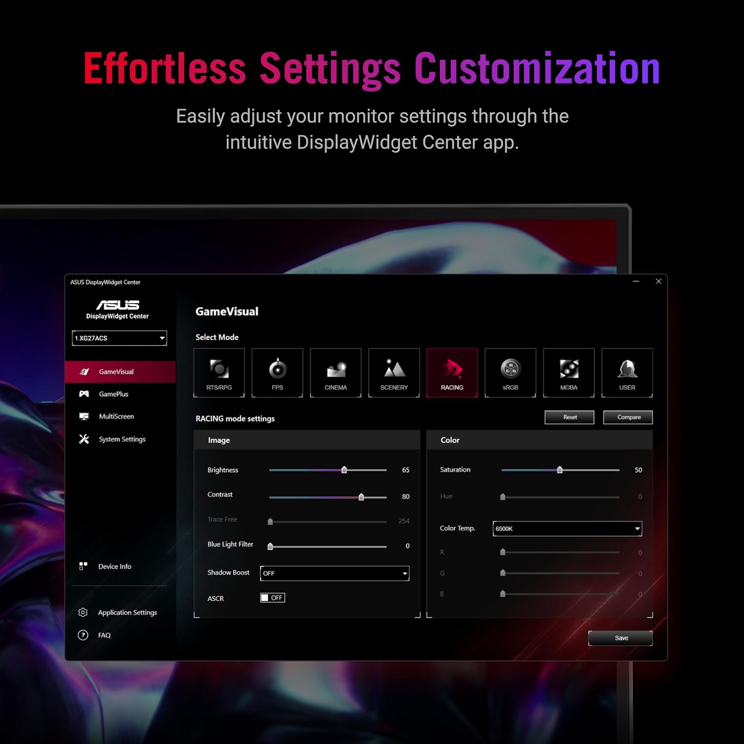 ASUS ROG Strix 27' QHD (2560x1440) HDR400 USB-C Gaming Monitor (XG27ACS), 180Hz,1ms, Fast IPS, 133% sRGB, Extreme Low Motion Blur Sync, G-Sync Compatible, DisplayWidget, Tripod Socket, 3 Year Warranty