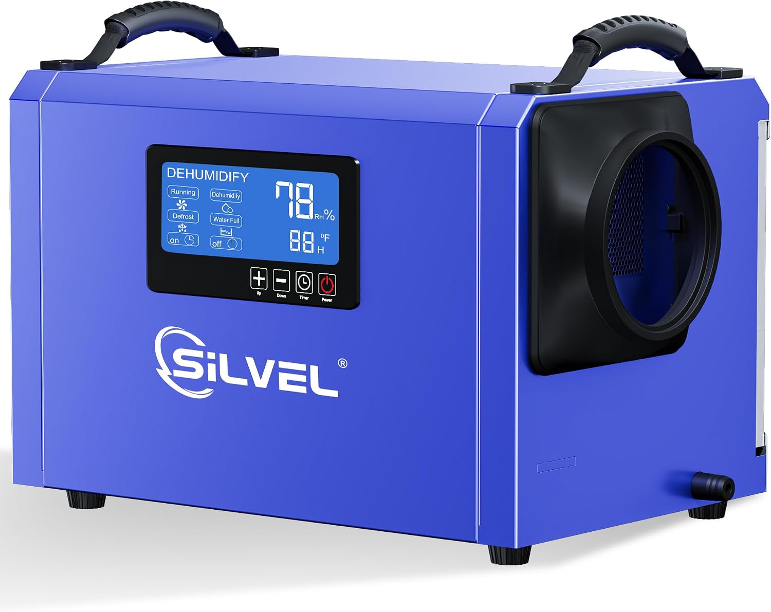 SILVEL 145 Pints Crawl Space Dehumidifier with Drain Hose, Portable Commercial Dehumidifier for Basement and Whole Home, Smart Automatic Defrost, Memory Start, Up to 6000 Sq.Ft, Blue
