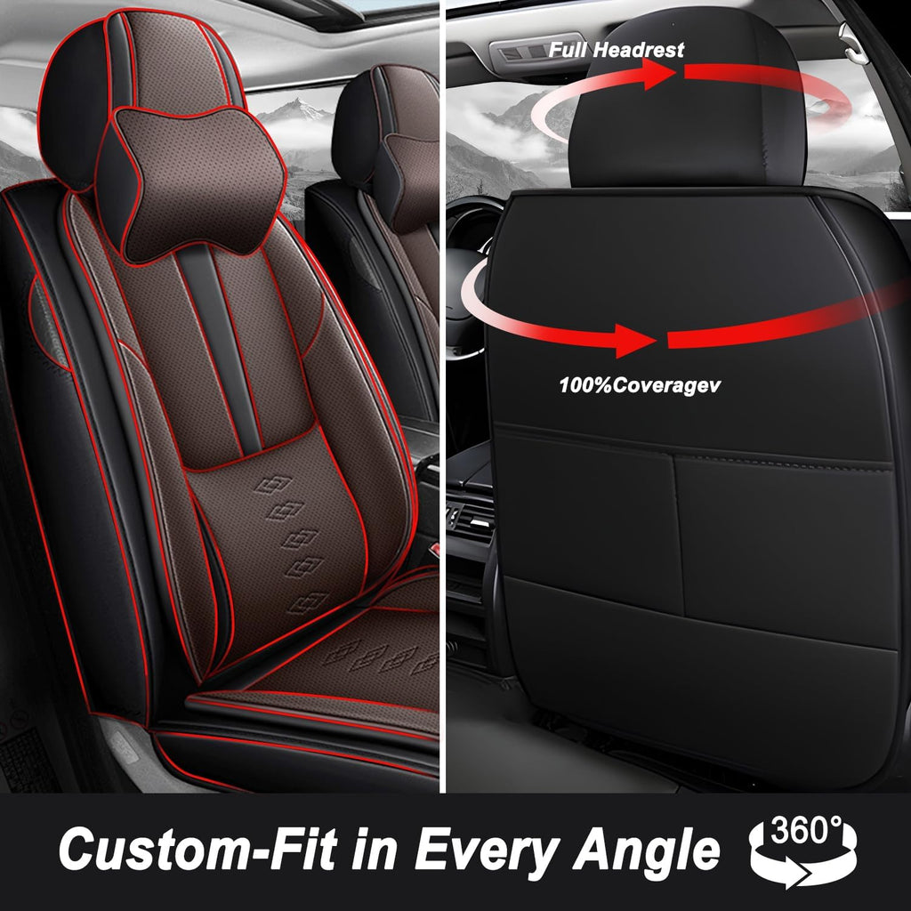 Car Seat Covers 5 Seats Fit for Mazda CX-30 2020-2024 2025,Waterproof Leather Seat Covers,Airbag Compatible,Car Seat Protectors Interior Sets(5PCS with Pillows,Black&Brown)