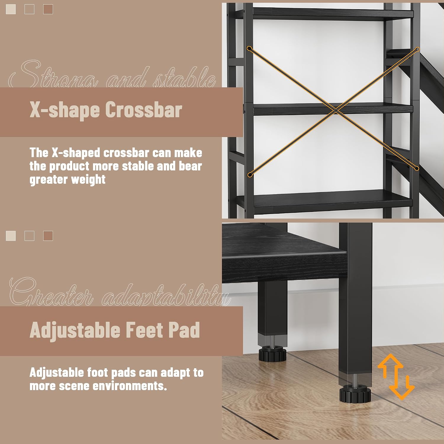 INNOD 70x70' Triple 5 Tier Book Shelf, Large Wooden Bookcase with 17 Open Display Shelf, Modern Tree Bookshelf Metal Frame Tall Book Case Furniture for Living Room Bedroom Home Office Black