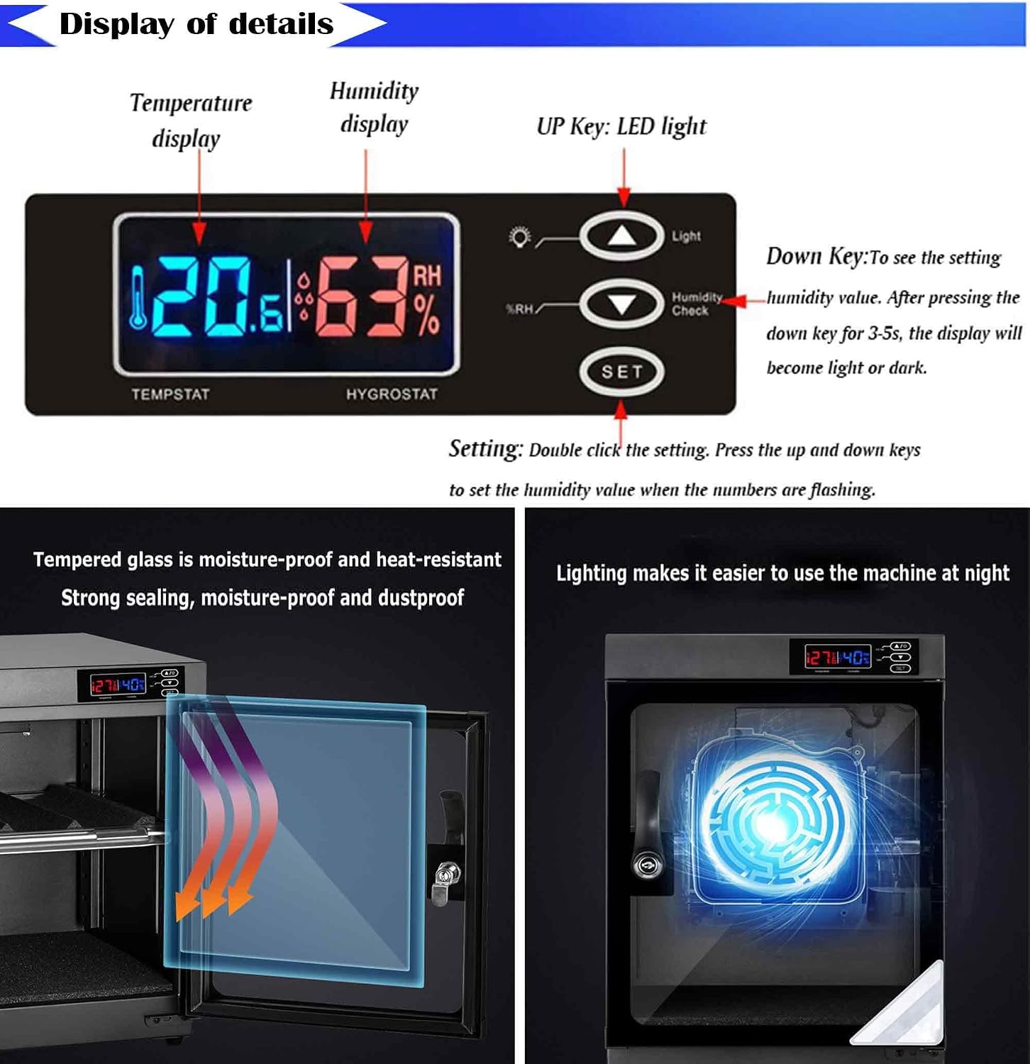 100L Electronic Camera Storage Dry Cabinet, 5 Layers Camera Digital Dehumidifying Dry Box for Lens and Electronic Equipment Storage