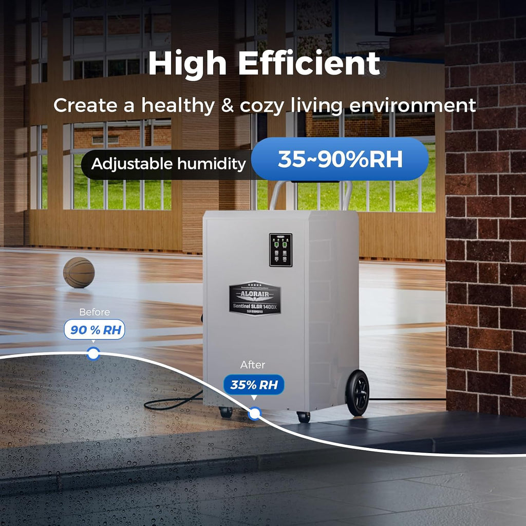 ALORAIR Commercial Dehumidifier 275 Pints with Drain Hose SLGR Tech High Efficient Industrial Dehu for Water Damage Restore, Basement, Warehouse, Home Use, Garage, 6 Years Limited Warranty