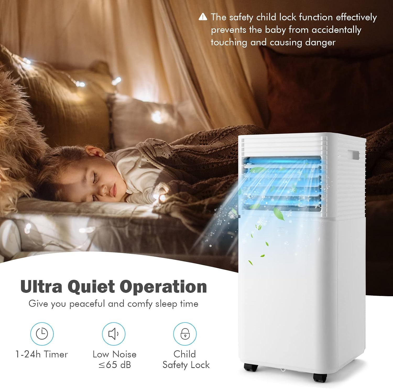 ARLIME Portable Air Conditioners, 8000 BTU Air Unit Cools up to 230 sq. ft. Freestanding Air Cooler w/Fan & Dehumidifier, Remote Control, Window Mount Kits for Home Office, White+Black