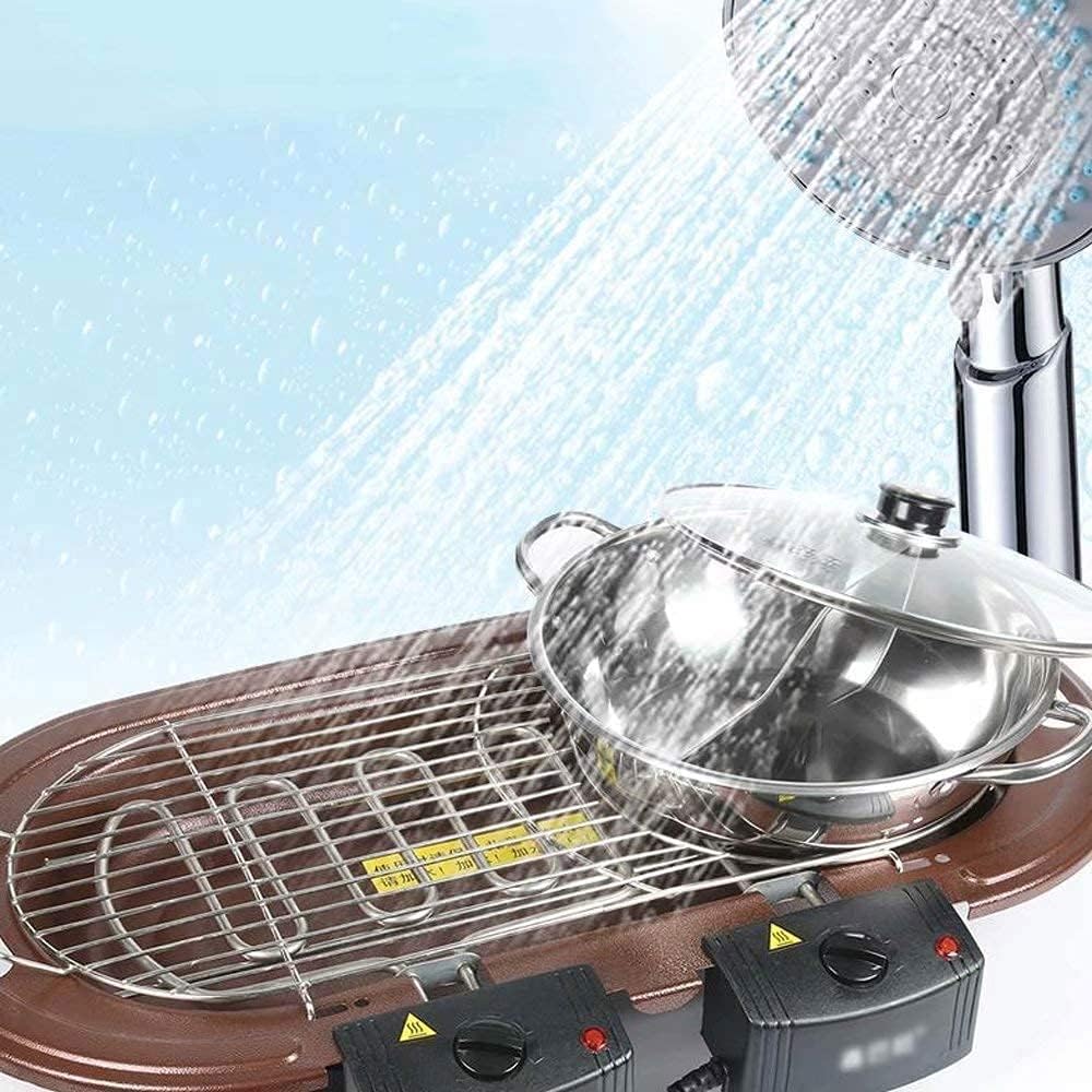 Barbecue Grill Multifunction Electric Grill Electric Grill Indoor Hot Pot Indoor Teppanyaki Grill with Divider Separate Dual Temperature Con tral Capacity