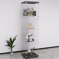 Glass Display Cabinet 4-Shelf with Door and Lock,Curio Cabinets Upgraded Quick-Install Storage Cabinet,Glass Floor Standing Bookshelf for Bedroom,Living Room,Office 16.7'Wx14.4'Dx64'H (Black)