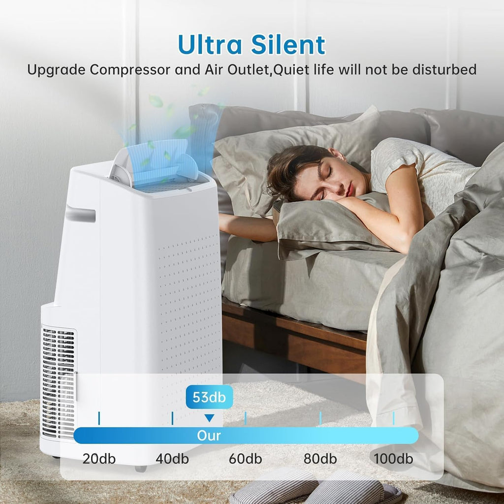 Portable Air Conditioners, 15,000 BTU Portable AC Unit up to 800 sq.ft with Fan & Dehumidifier, Remote Control, 24H, Window Kits Included Drainage-free Cooling for Bedroom, Office, Apartments