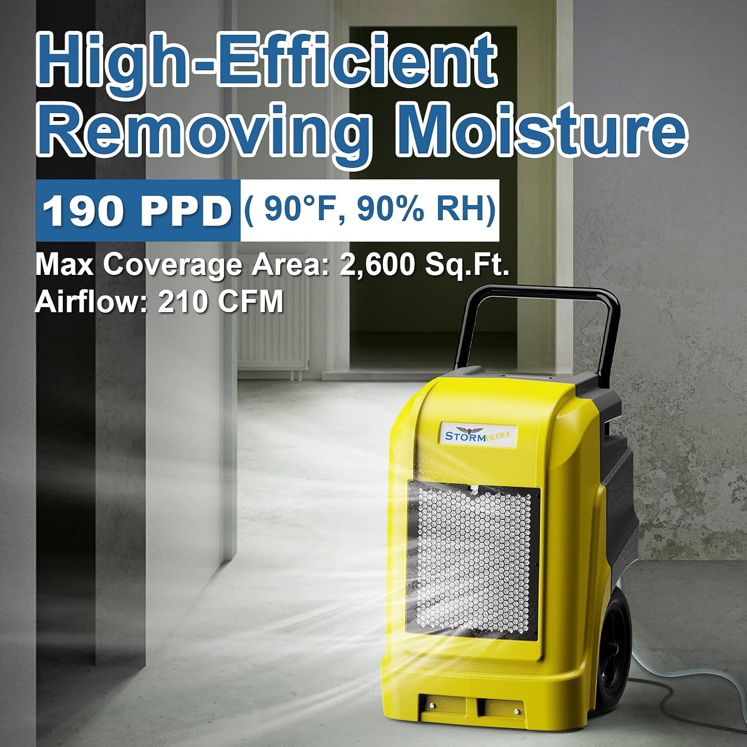 ALORAIR Commercial Dehumidifier with Pump Drain Hose, 190 Pints Smart WiFi Industrial Dehumidifiers Large Capacity for Basements, Garages, Mall & Job Sites, 5 Years Limited Warranty
