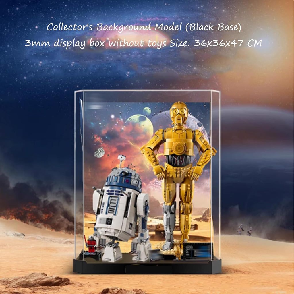Acrylic Display case for Lego 75398+75379 c-3po/r2-D2 Robot Combination,Sturdy Storage Display Box 14.1 x 14.1 x 18.5 inches (excluding Models) (Option 4)
