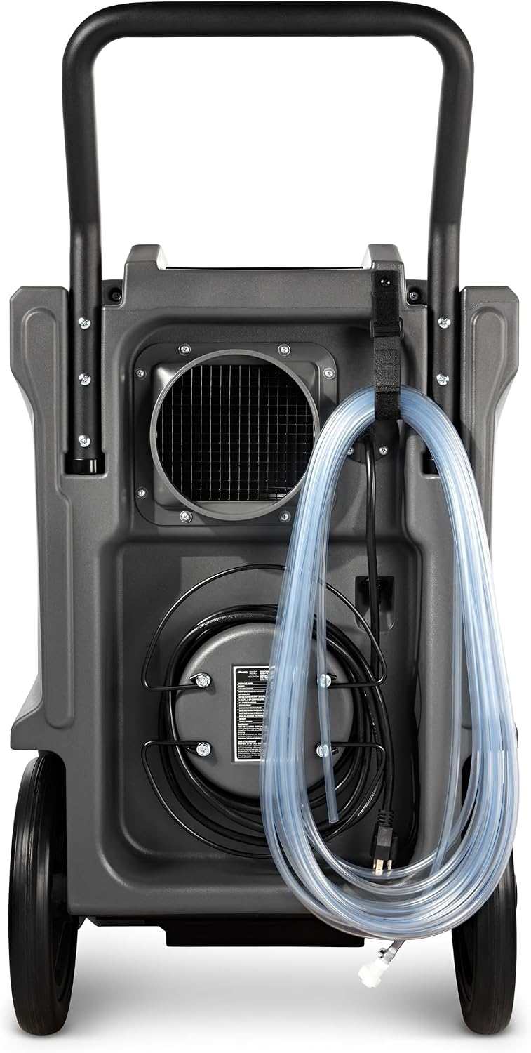 BlueDri BD-130P 225PPD Industrial Water Damage Equipment Commercial Dehumidifier with Hose for Basements in Homes and Job Sites, Gray