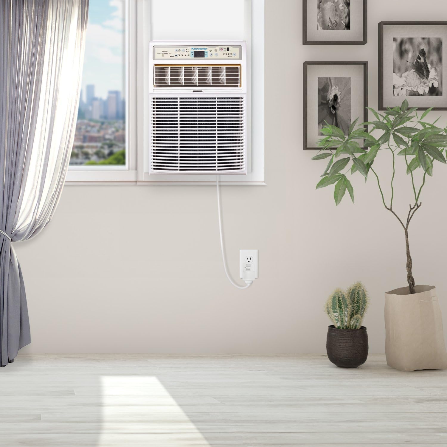 Keystone 8,000 BTU Slider Window Air Conditioner and Dehumidifier, 115V Air Conditioner Window Unit for Bedroom, Living Room, and Small-Medium Sized Rooms up to 350 Sq.Ft., 4-Way Air Direction Control