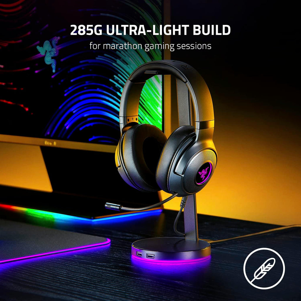 Razer Kraken V3 X Wired USB Gaming Headset: Lightweight Build - Triforce 40mm Drivers - HyperClear Cardioid Mic - 7.1 Surround Sound - Chroma RGB Lighting - Black,(Pack of 8)