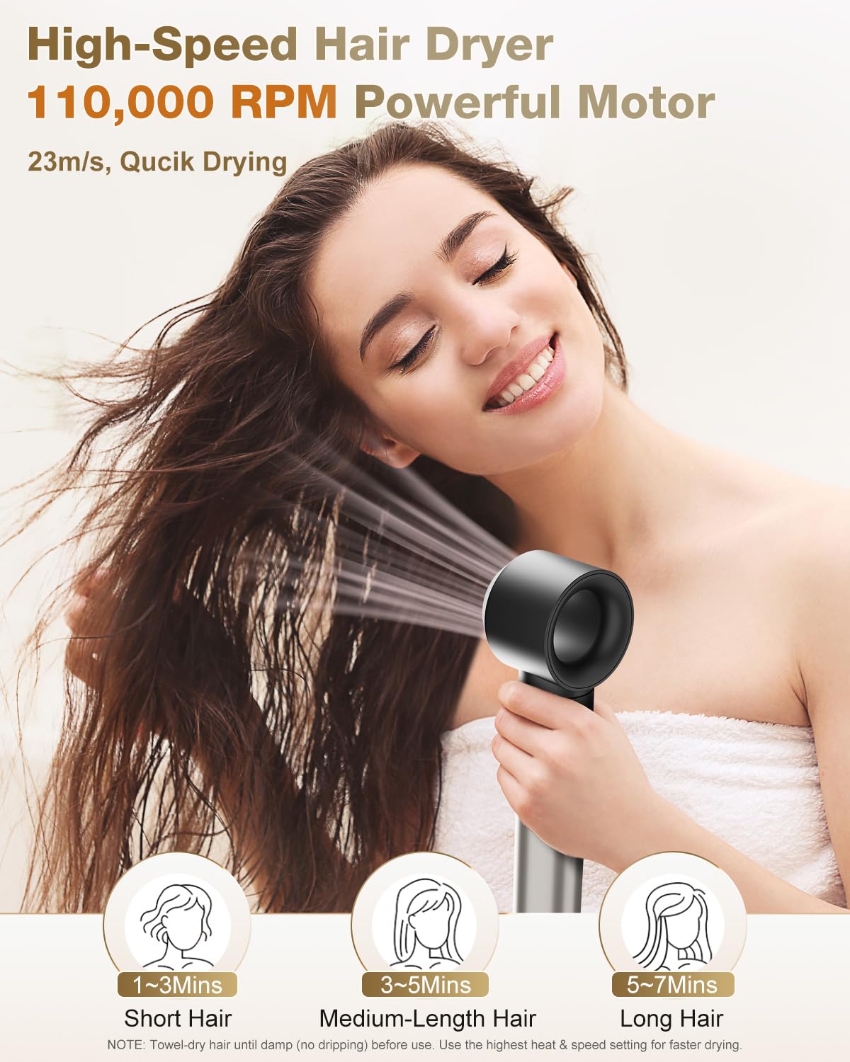 7MAGIC 6 in 1 Multi Hair Styler Dryer Brush, 110,000 RPM High-Speed, Negative Ionic, Fast Drying for Professional Blow Dry, Curling, Volumizing, Straightening and Styling, Silver