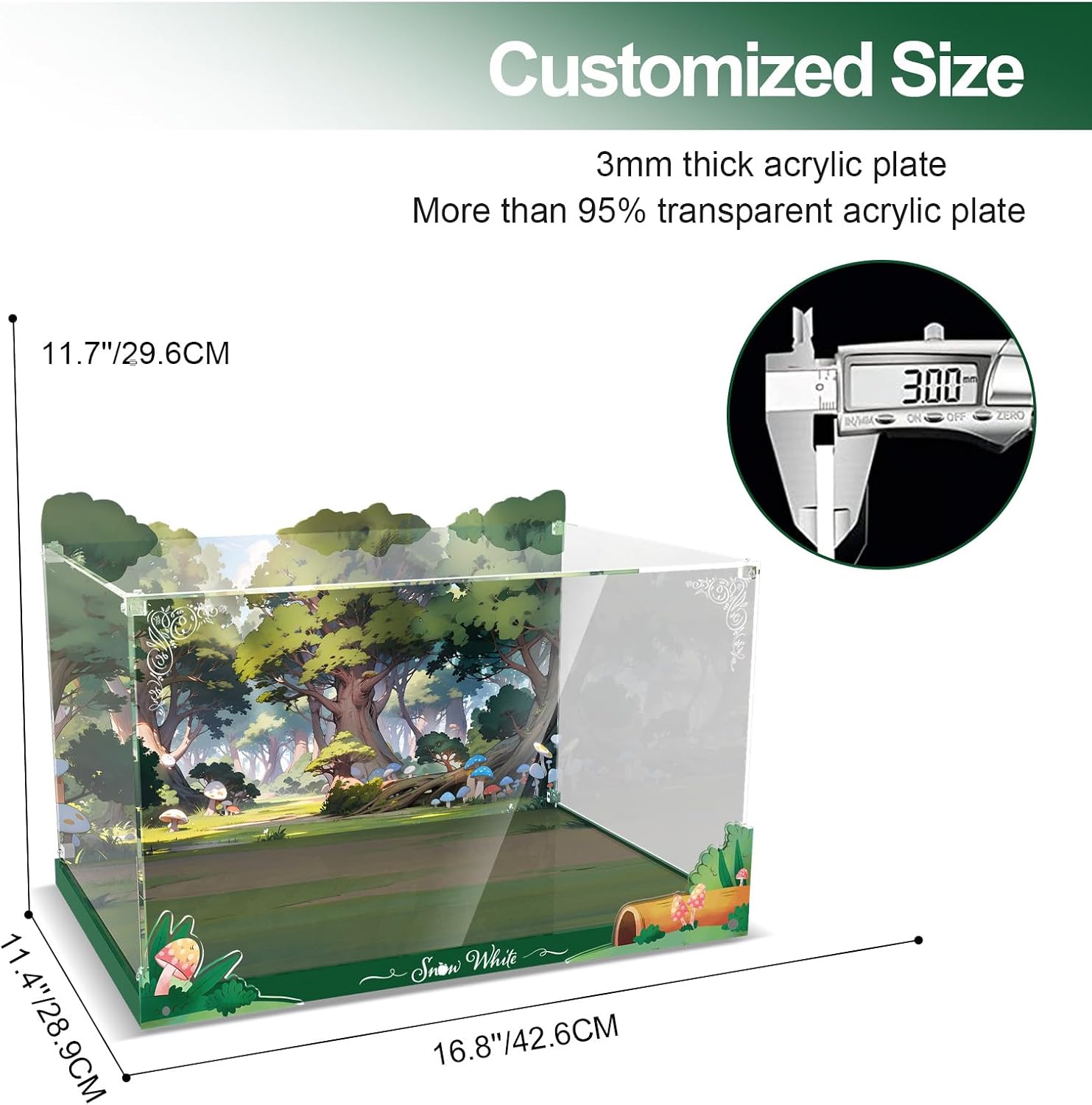 Acrylic Display Case for Lego Snow White and The Seven Dwarfs' Cottage Building Set - Display Box for Lego 43242 (Box Only, No Model) Clear Acrylic Plate with Base & HD Painted Background