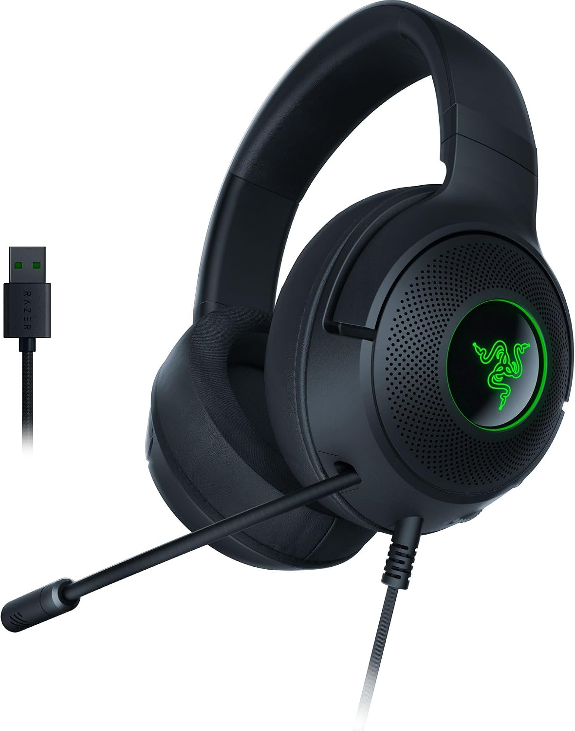 Razer Kraken V3 X Wired USB Gaming Headset: Lightweight Build - Triforce 40mm Drivers - HyperClear Cardioid Mic - 7.1 Surround Sound - Chroma RGB Lighting - Black,(Pack of 8)