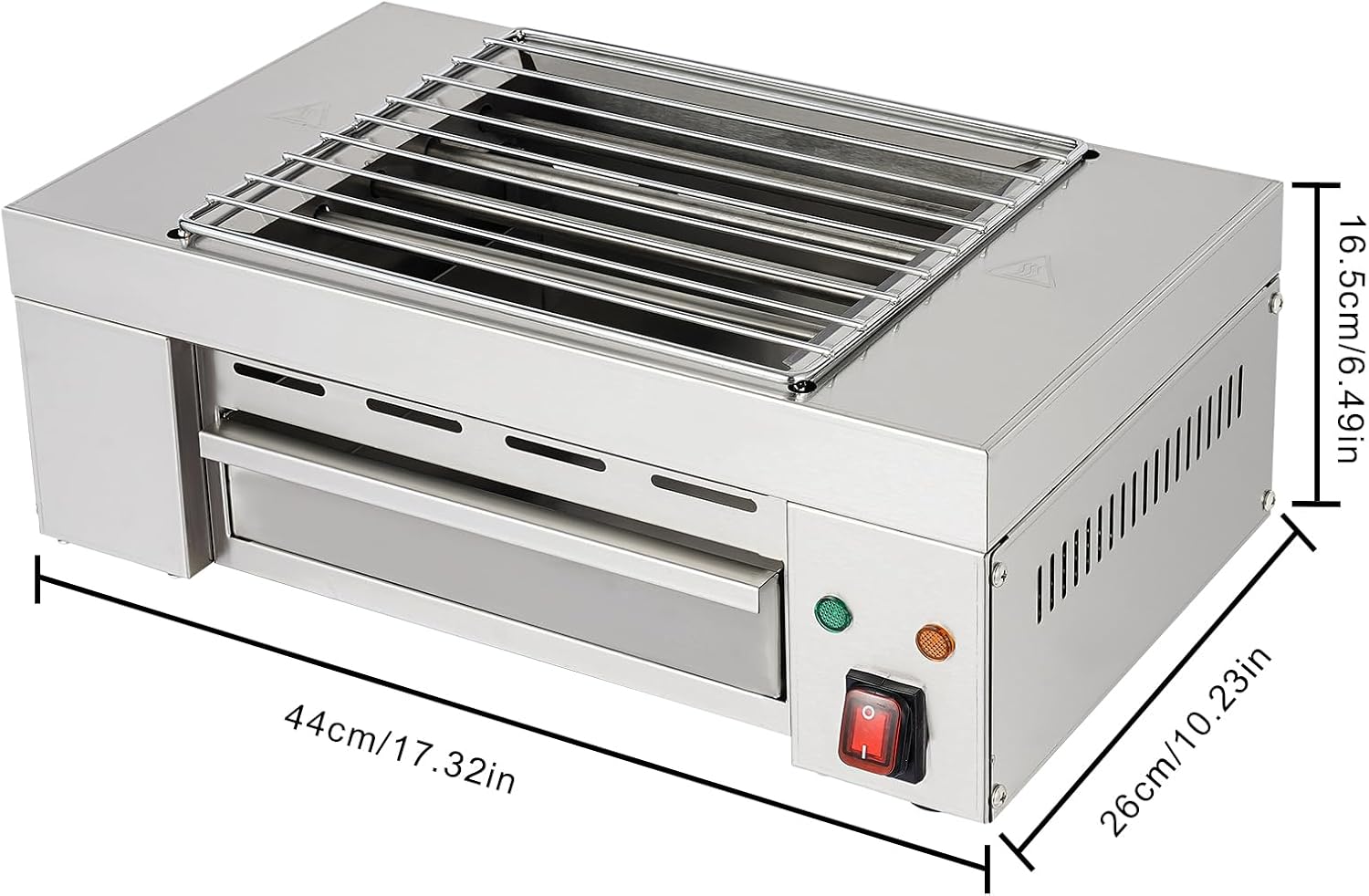 110V 1.5KW Electric Indoor Searing Grill, Stainless Steel Indoor Barbecue Electric Grill Indoor Smokeless Grill Commercial and Family Use Griddle Korean BBQ Grill