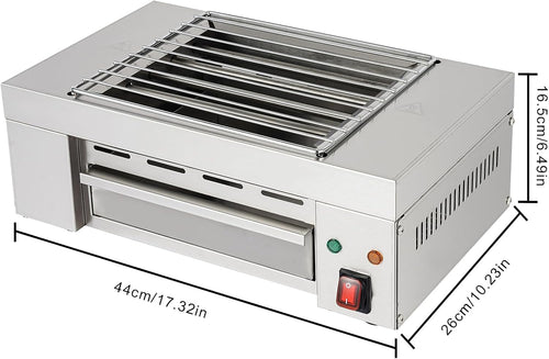 110V 1.5KW Electric Indoor Searing Grill, Stainless Steel Indoor Barbecue Electric Grill Indoor Smokeless Grill Commercial and Family Use Griddle Korean BBQ Grill