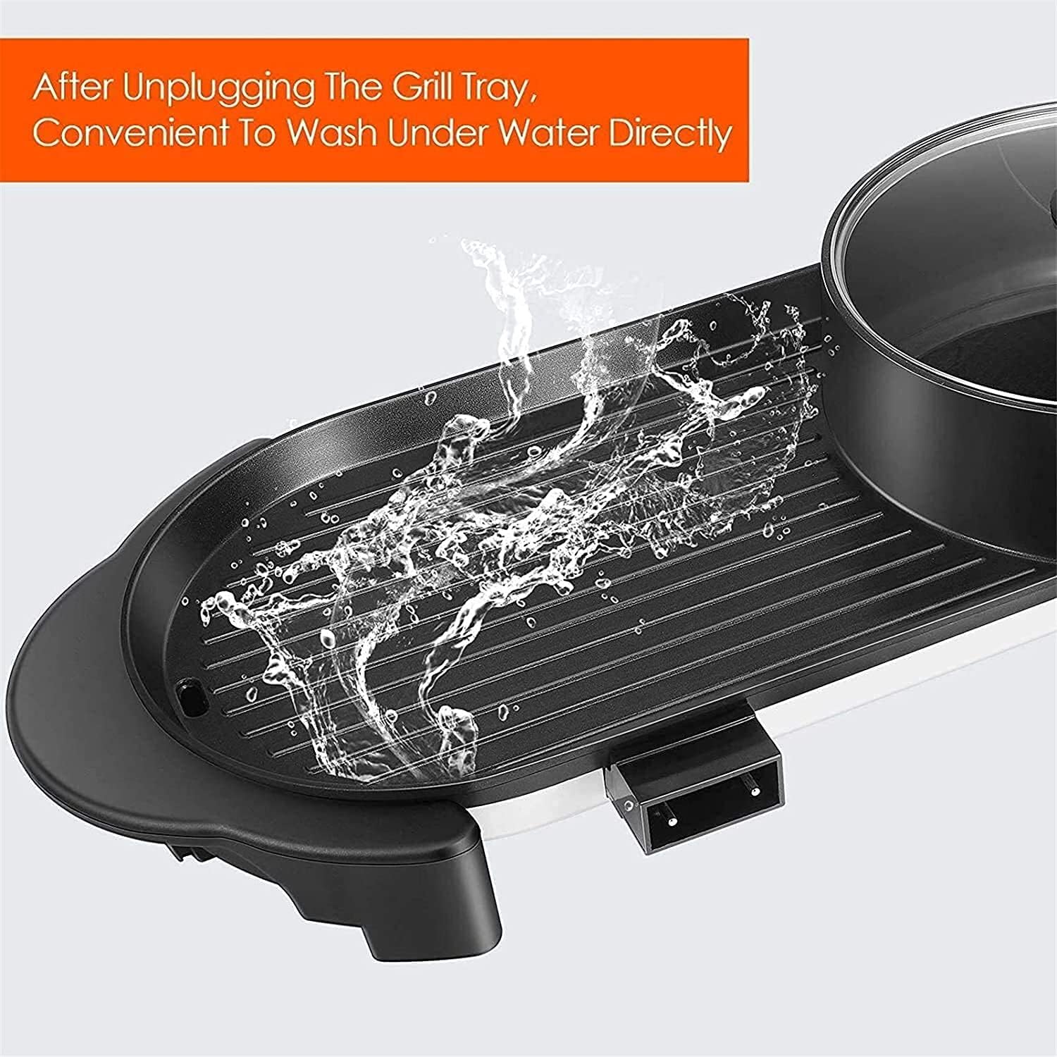 Korean BBQ Grill Portable Electric Grill, Indoor Electric BBQ Grill The Electric Grill is Suitable for Family Dinners and Entertainment Gatherings. Indoor Teppanyaki/Casserole, Independent Double Temp