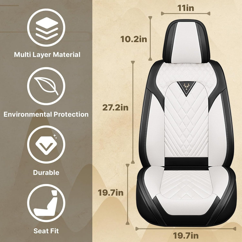 Fit for Chevy Silverado 1500/2500/3500 2007-2026 Seat Covers, Fashion Sport Seat Cover with Waterproof Leather, Airbag Safe Design Seat Protector (2 Front Seat Standard, Black White)