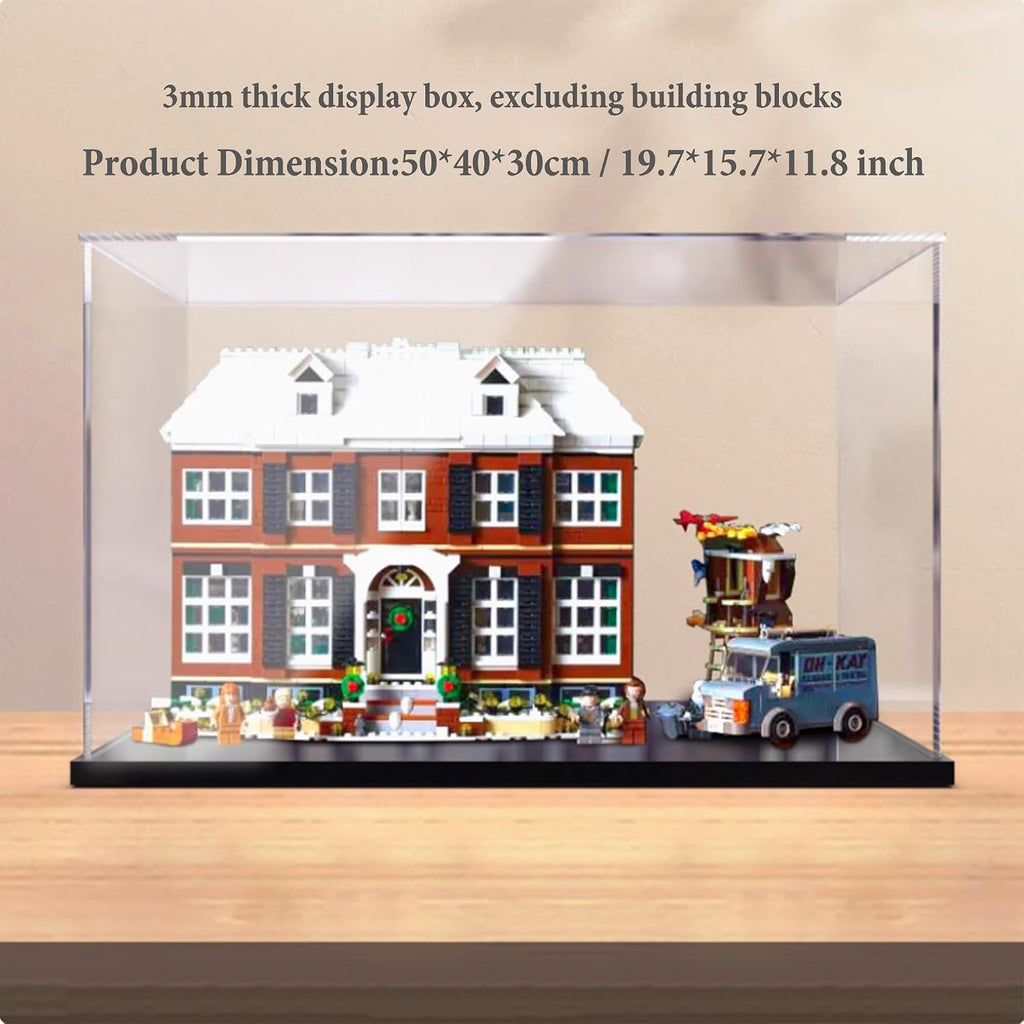 Acrylic Display Case for Lego 21330 Home Alone Building Set,Clear Display Case, Dust-Proof Display Case Compatible with Lego 21330 (Only Display Case) (Black Base)
