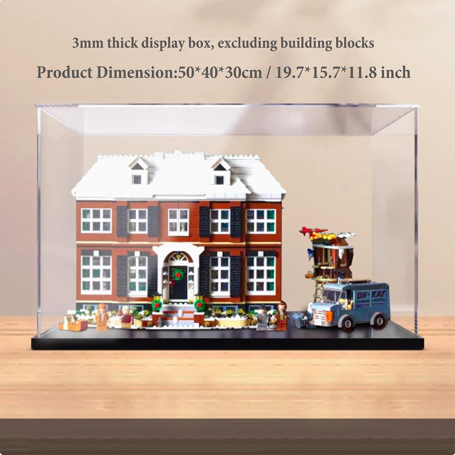 Acrylic Display Case for Lego 21330 Home Alone Building Set,Clear Display Case, Dust-Proof Display Case Compatible with Lego 21330 (Only Display Case) (Black Base)