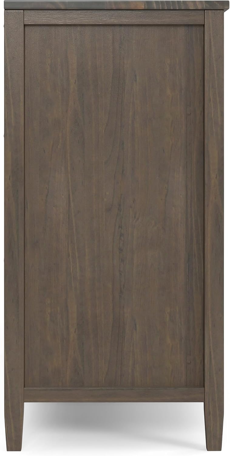 SIMPLIHOME Ela Solid Wood and Pine 54 inch x 18 inch Rectangle Transitional Sideboard with Wine Storage in Smoky Brown for The Dining Room and Kitchen