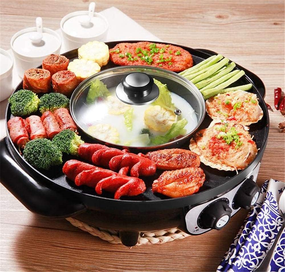 2 in 1 Portable Electric Smokeless Grill And Hot Pot Electric Hot Pot Grill Indoor 1700W Easy Cleaning Dual Temperature Control, Black