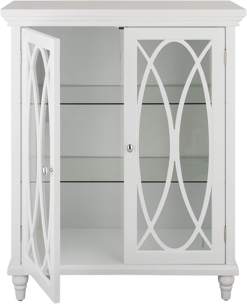 Teamson Home Florence 26 in. x 32 in. 2-Door Freestanding Wooden Floor Cabinet with Adjustable Shelves for Storage Solutions in Bathrooms, Kitchens, Laundry Rooms, Home Offices, White