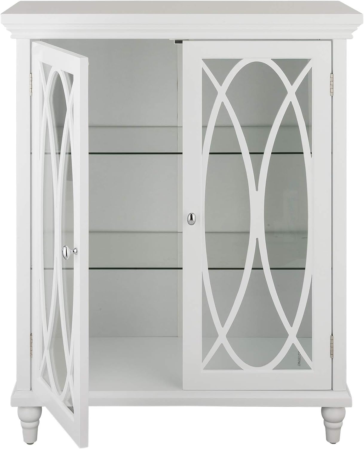 Teamson Home Florence 26 in. x 32 in. 2-Door Freestanding Wooden Floor Cabinet with Adjustable Shelves for Storage Solutions in Bathrooms, Kitchens, Laundry Rooms, Home Offices, White