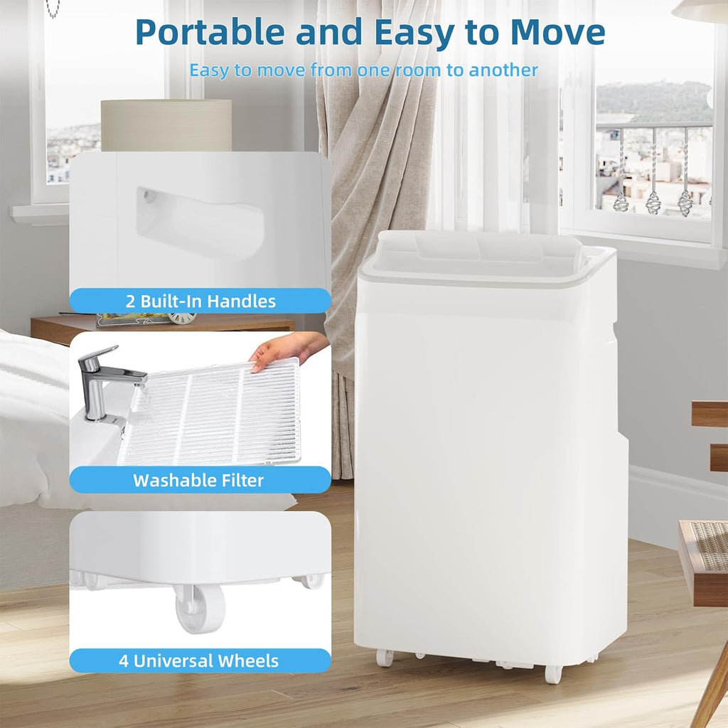 12000 BTU Portable Air Conditioners Cools Up to 550 Sq.Ft, 3-In-1 Portable AC Unit With Dehumidifier, Fan, Cooling Mode & Window Kit, Room Air Conditioner Portable for Bedroom, Living Room, Office