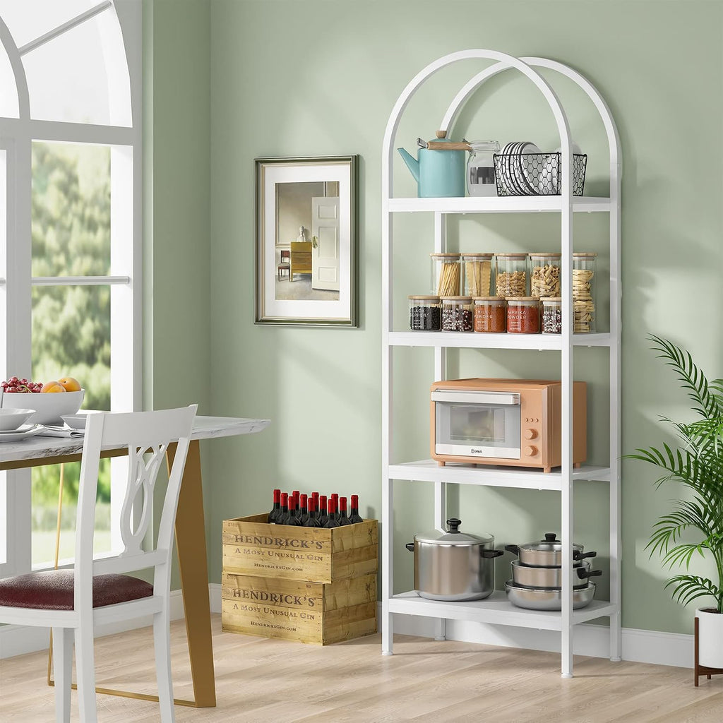 Tribesigns 4-Tier Open Bookshelf, 70.8' Industrial Wood Bookcase Storage Shelves with Metal Frame, Freestanding Display Rack Tall Shelving Unit for Office, Bedroom, Living Room (White, 2PCS)