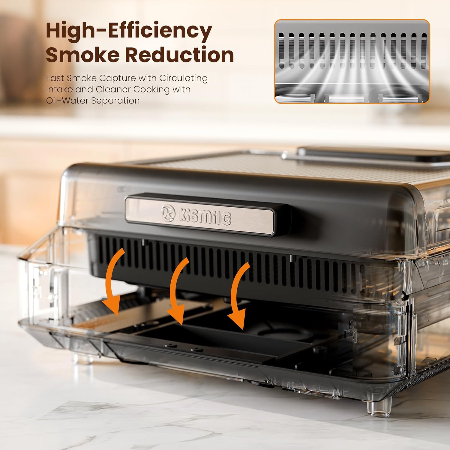 Kismile 2-in-1 Griddle and Indoor Grill,Electric Smokeless Grill with Temperature Control,Portable Smoke-Free Griddle for Indoor Steaks