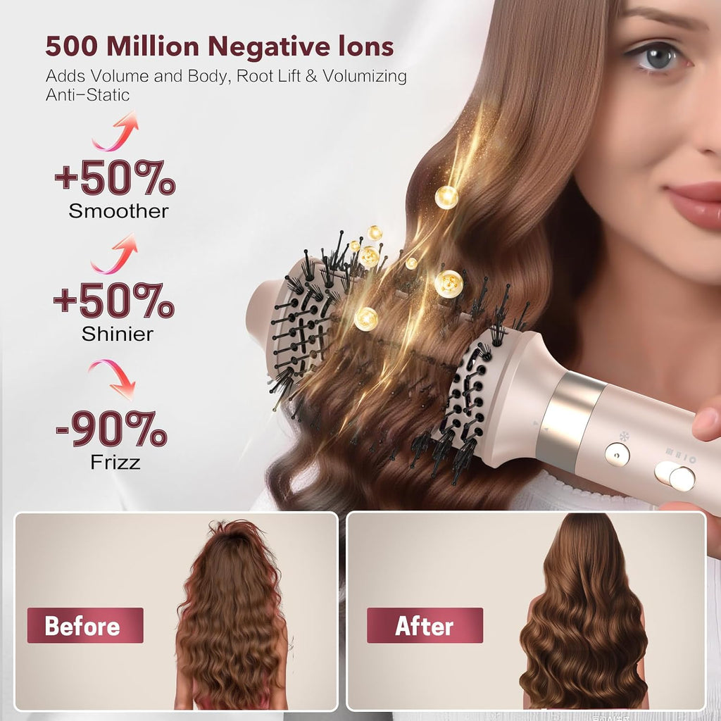 StyleVibe 8-in-1 Air Styler, Hair Dryer & Blow Dryer Brush with Travel Case - Auto Wrap Curls (L/R), Fast Drying, Thermal Round Brush for Smooth Blowouts & Frizz-Free Volume, No Heat Damage