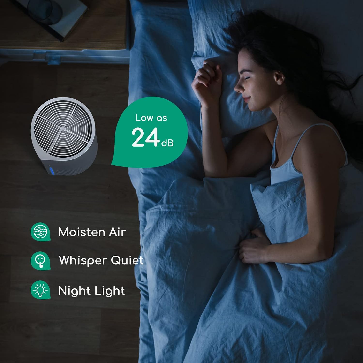 Afloia 2 IN 1 Air Purifier with Humidifier Combo, 3-Stage Filters for Home Allergies Pets Hair Smoker Odors, Evaporative Humidifier, Auto Shut Off, Quiet Air Cleaner with Seven Color Light,White