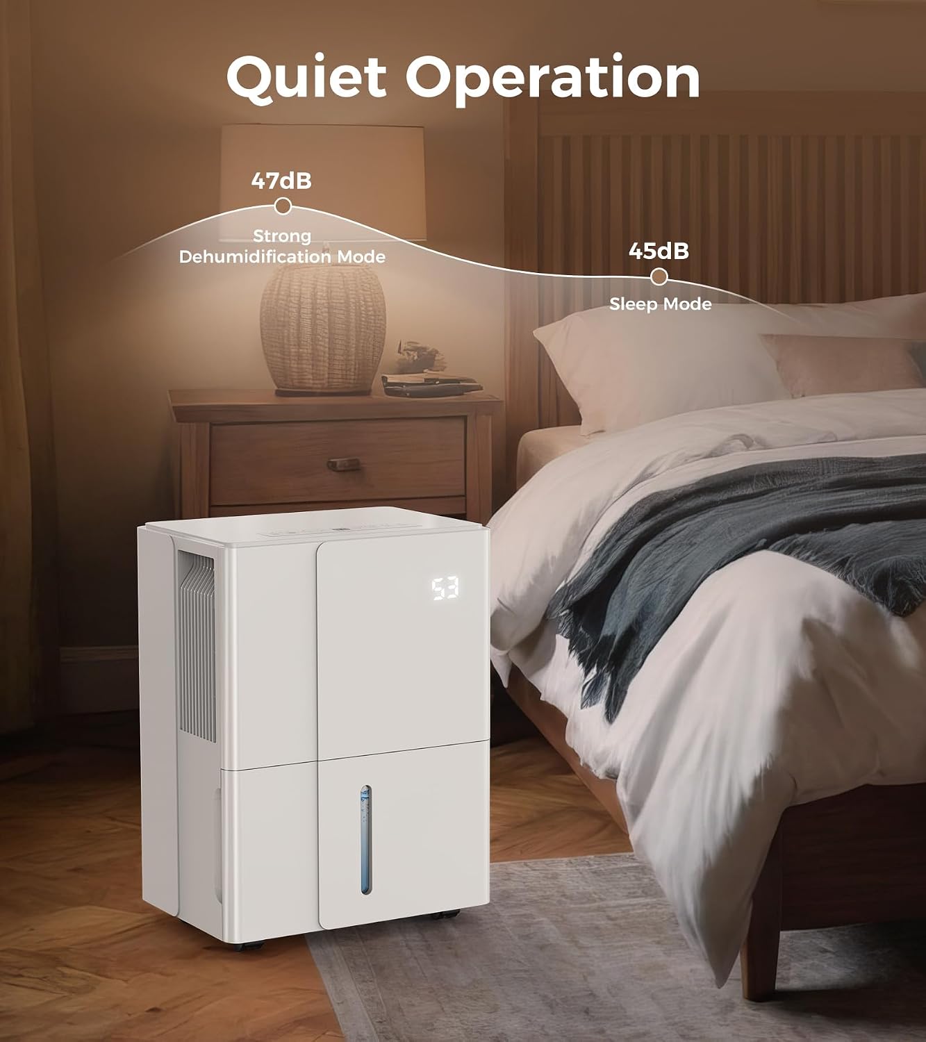 COWSAR 1500 Sq. Ft Dehumidifier, Dehumidifier with Wheels for Basement, Bedroom, Bathroom, Office - 22 Pints, 4 Modes, LED Display, 24H Timer, Whisper-Quiet, 1.2 Gallon Tank