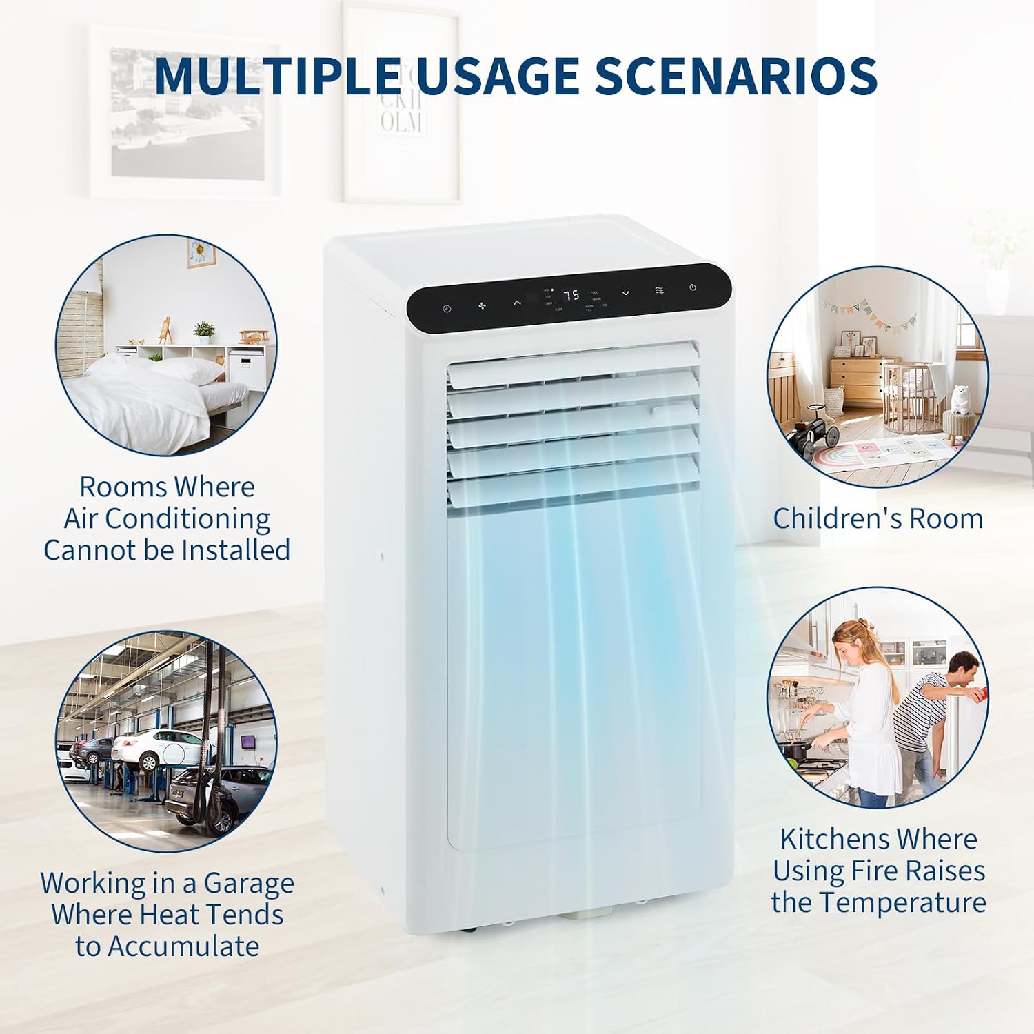 8,000 BTU Portable Air Conditioners, 3-in-1 Modes Up to Small Room, Portable AC Unit with Cooling, Fan, Dehumidifier, 24H Timer, Remote & Easy Window Installation Kit, White, for Bedroom,.
