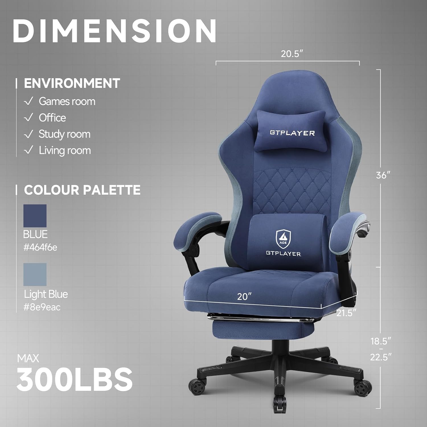 GTPLAYER Gaming Chair, Computer Office Chair with Pocket Spring Cushion, Linkage Armrests and Footrest, High Back Ergonomic Computer Chair with Lumbar Support Task Chair with Footrest