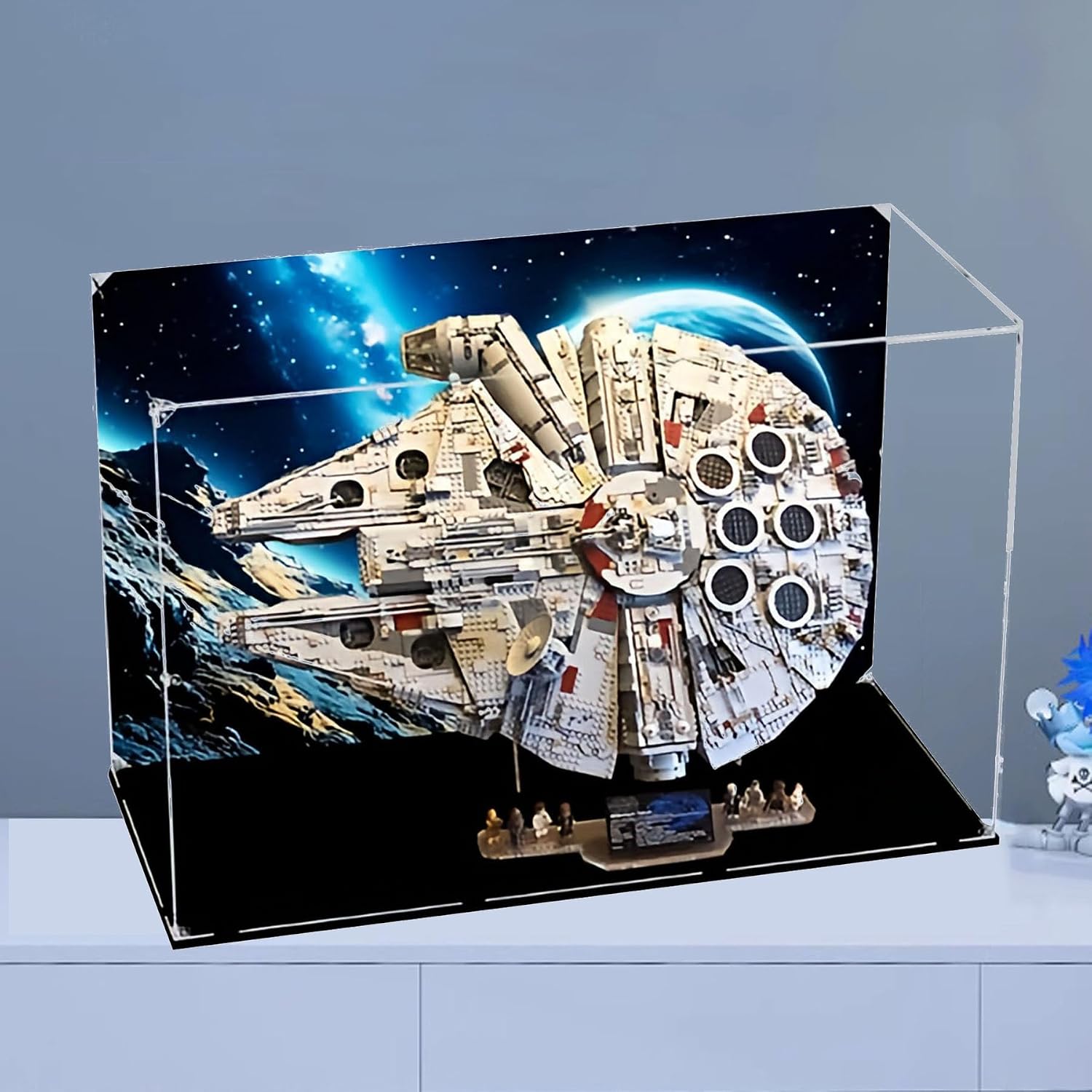 Acrylic Display Case for Lego 75192 Millennium Falcon, Dustproof Box, Storage Box, Transparent Box, Display Box Compatible with 75192 (Box Only) (3mm Painted Background)