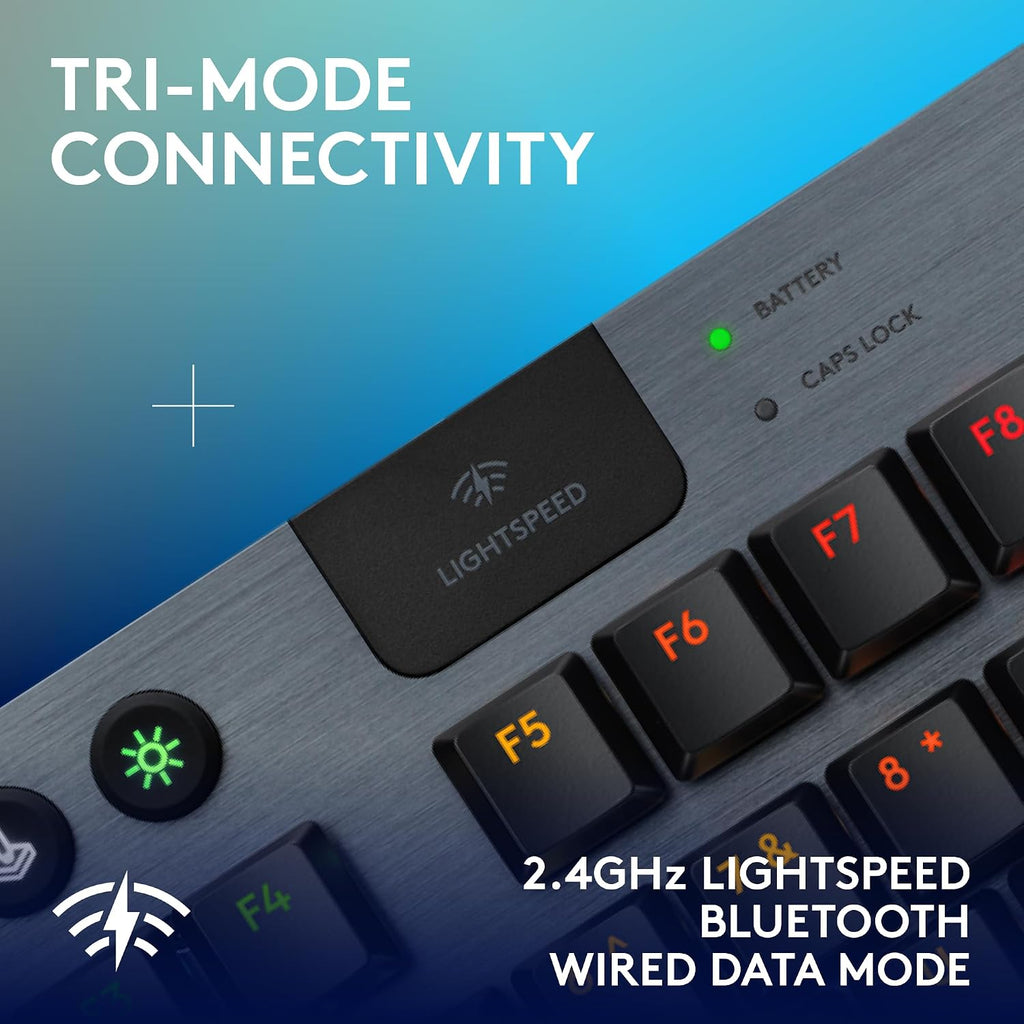 Logitech G915 X Lightspeed TKL Low-Profile Wireless Gaming Keyboard, Double-Shot PBT Keycaps, Fully Programmable Keys, RGB Backlighting, Sleek Aluminum Finishing, GL Blue Clicky - PC/Mac - Black