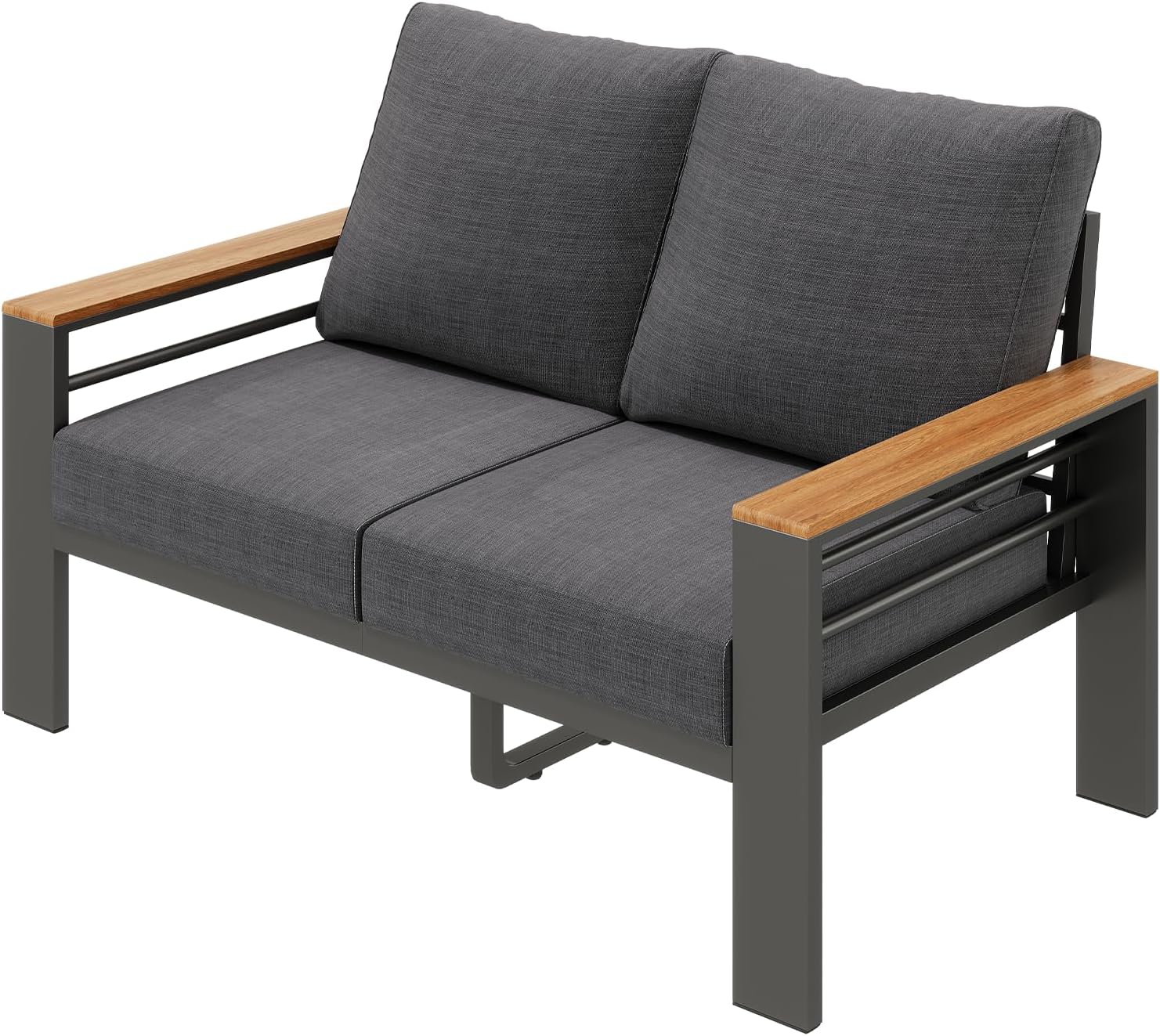 Aoxun Patio Furniture Set, 2 Piece Aluminum Patio Sets with 5' Thicken & Washable Cushion, Waterproof Outdoor Furniture with Coffee Table, Outdoor Couch Sectional for Backyard, Porch and Garden
