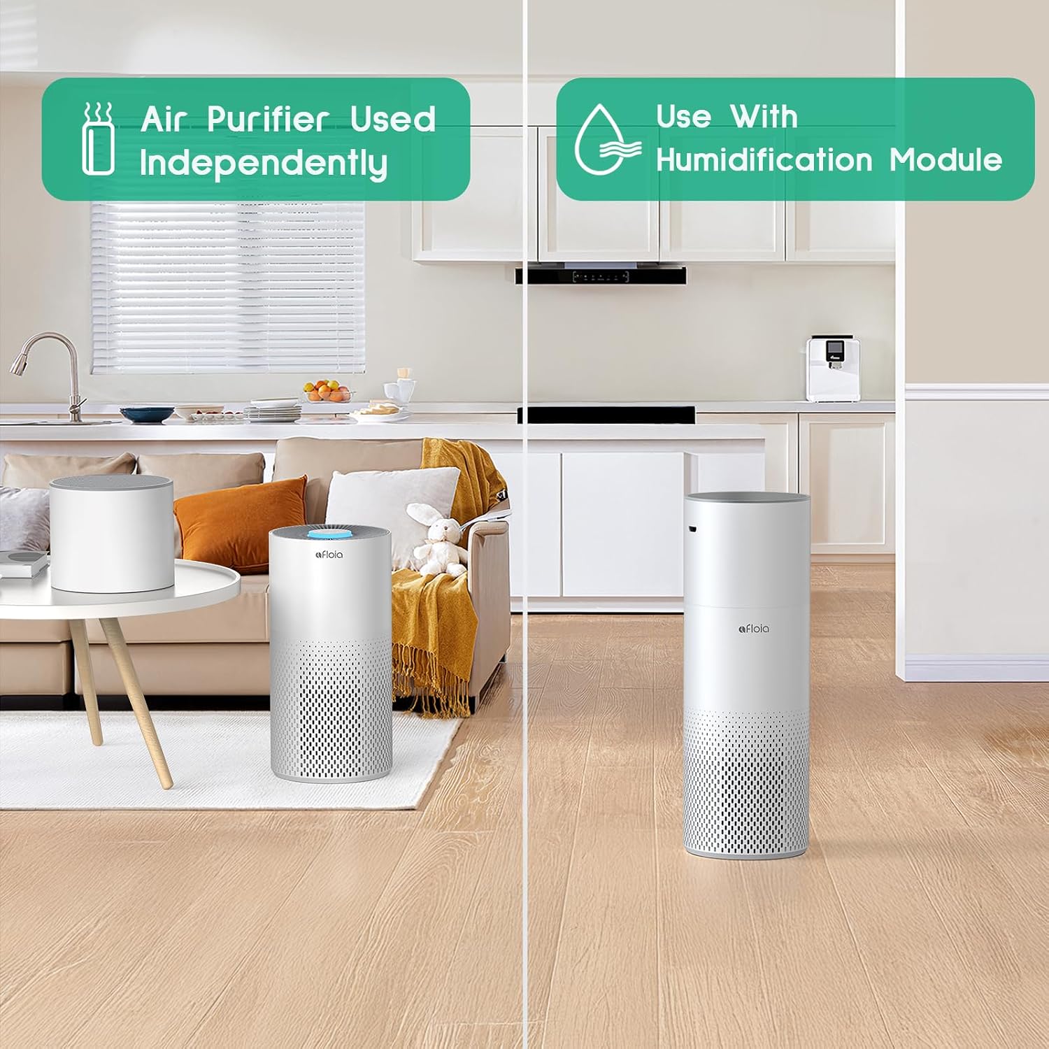 Afloia Humidifier and Air Purifier in One, Air Purifier and Humidifier Combo for Home, 22dB| 7 Colors Light Air Purifiers 2 in 1, Quiet Air Cleaner Removing 99.99% Smokers Odor and Pollen for Bedroom