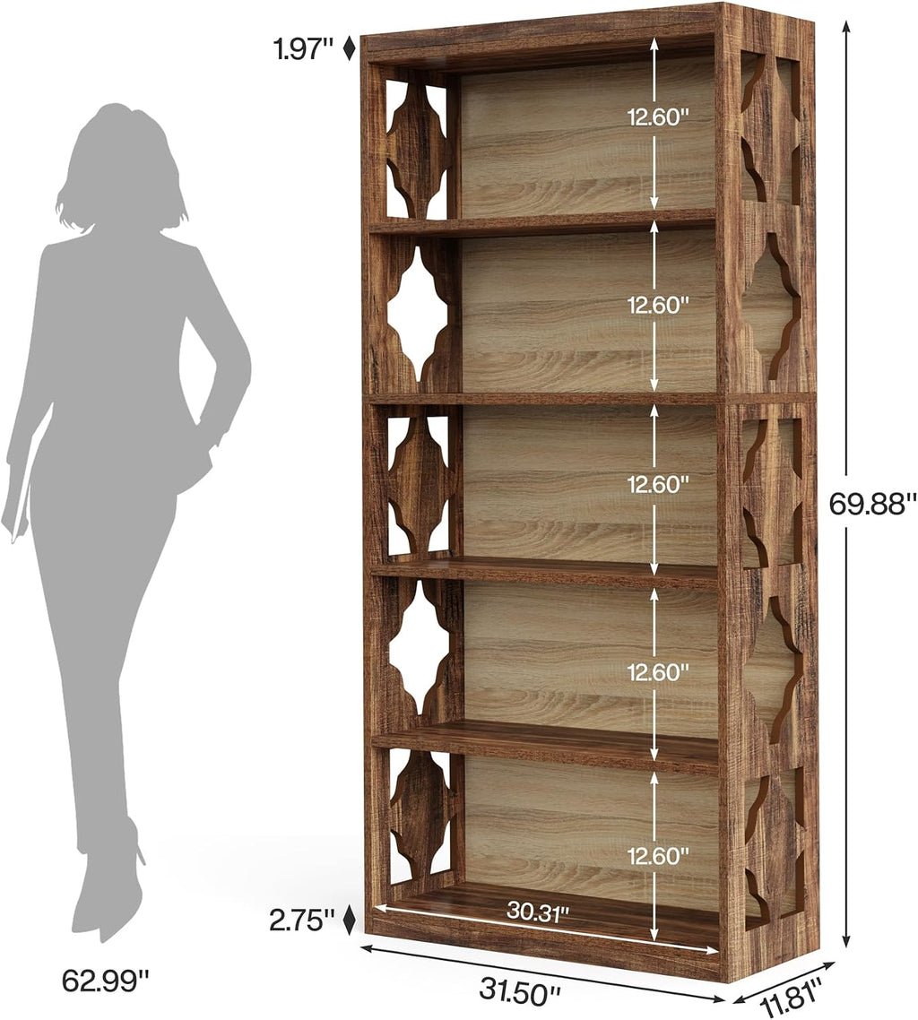 Tribesigns 6-Tier Bookcase, 70-Inch Tall Freestanding Bookshelf with Storage Shelves, Open Bookcase Wood Display Shelving Unit for Living Room Bedroom