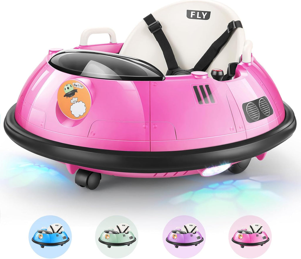 Hikole Kids Bumper Car with Remote Control, Electric Ride On Bumper Car for Toddler Ages 1.5-5 Years Old, Flashing LED Light, 360 Degree Spin, Safety Belt, Gift for Boys Girls, Pink